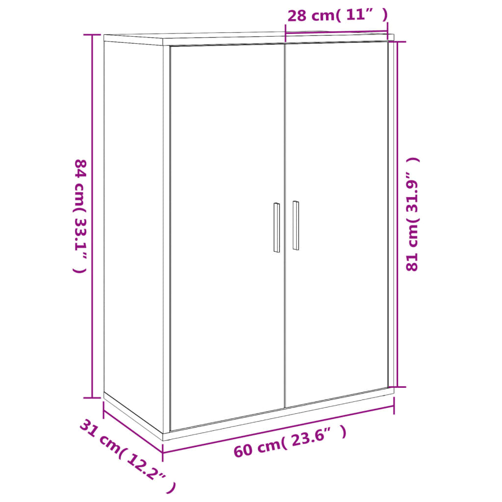 Dressoirs 2 st 60x31x84 cm bewerkt hout gerookt eikenkleurig