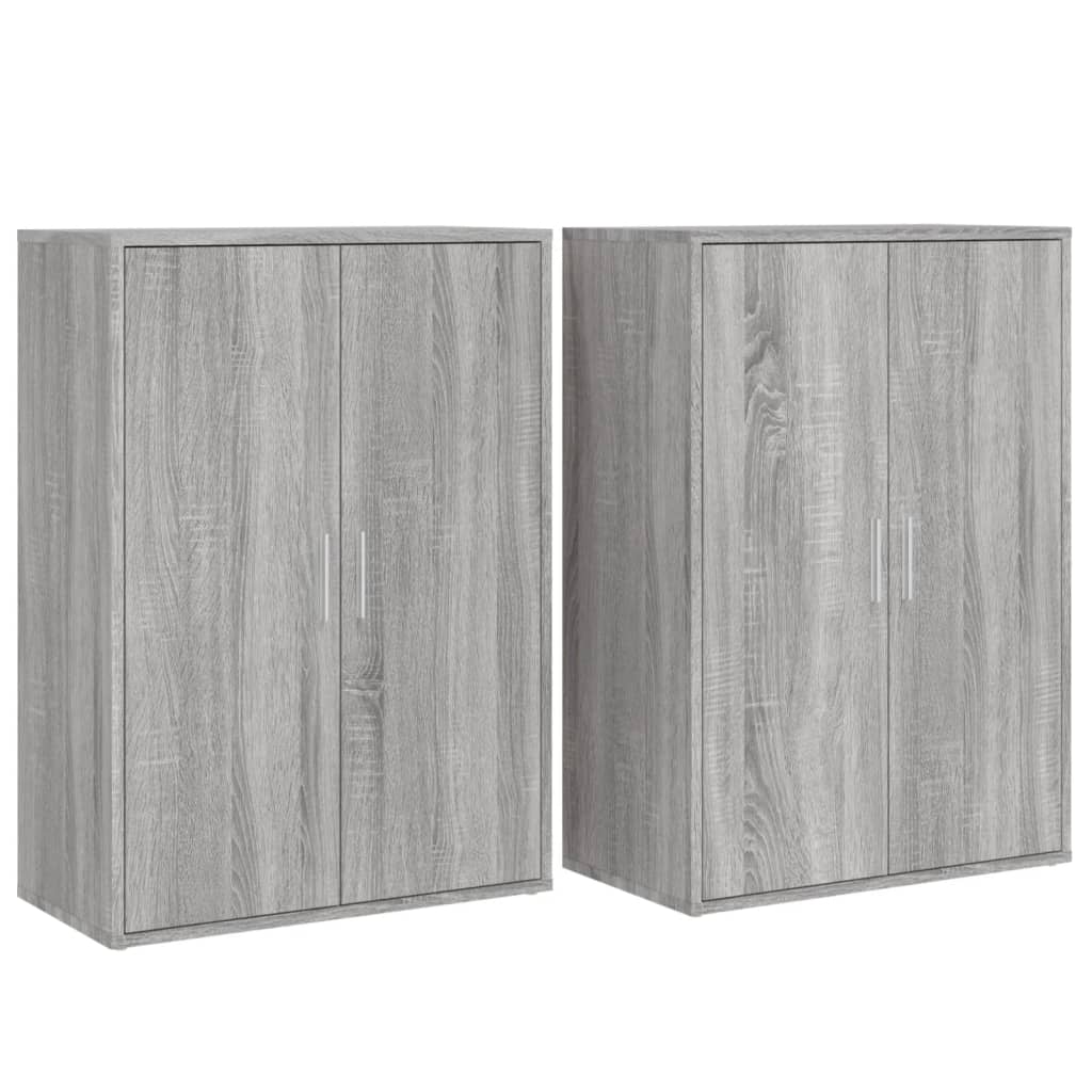 Dressoirs 2 st 60x31x84 cm bewerkt hout grijs sonoma eikenkleur