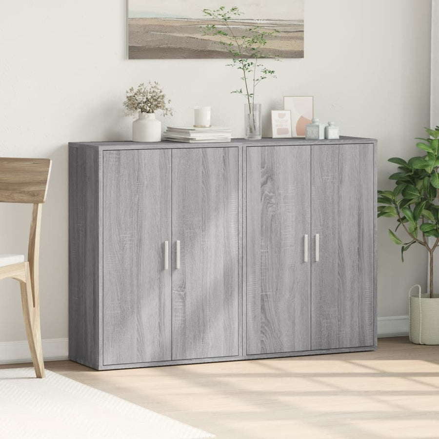 Dressoirs 2 st 60x31x84 cm bewerkt hout grijs sonoma eikenkleur