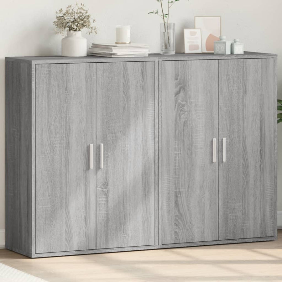 Dressoirs 2 st 60x31x84 cm bewerkt hout grijs sonoma eikenkleur
