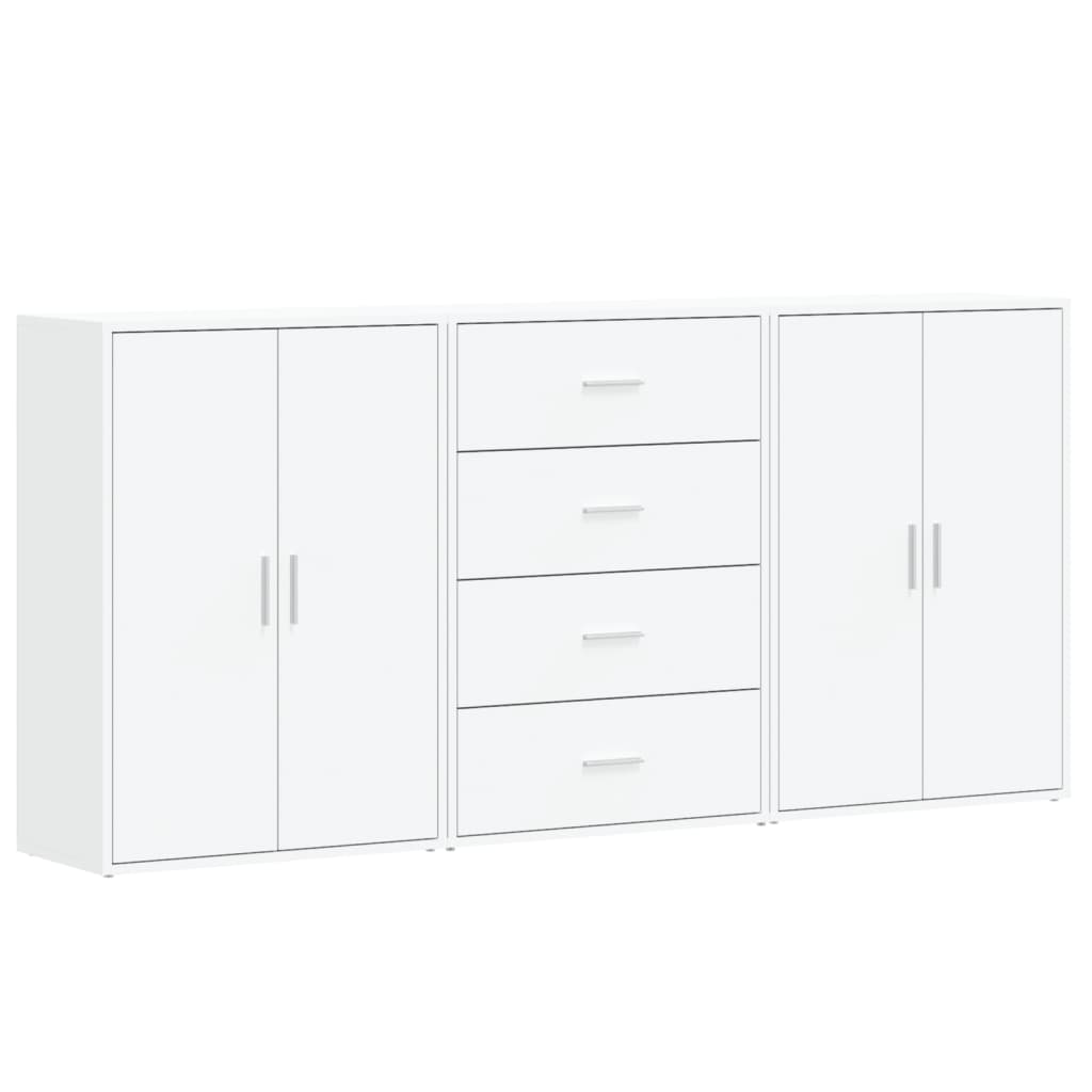 Dressoirs 3 st 60x31x84 cm bewerkt hout wit