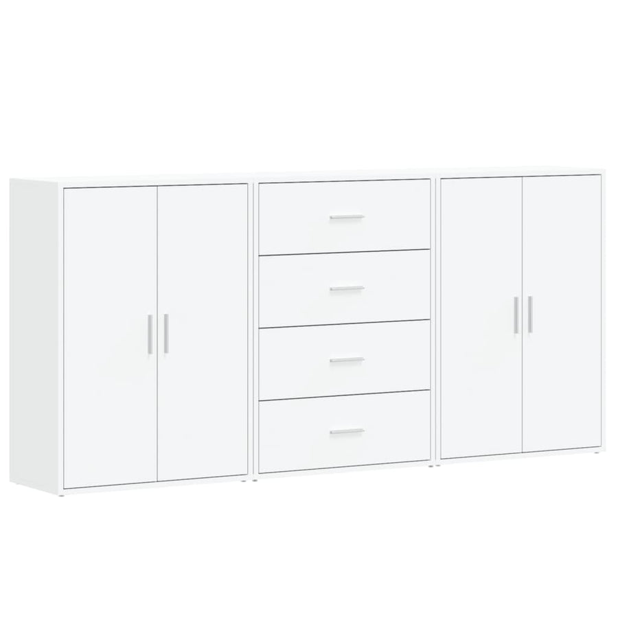 Dressoirs 3 st 60x31x84 cm bewerkt hout wit