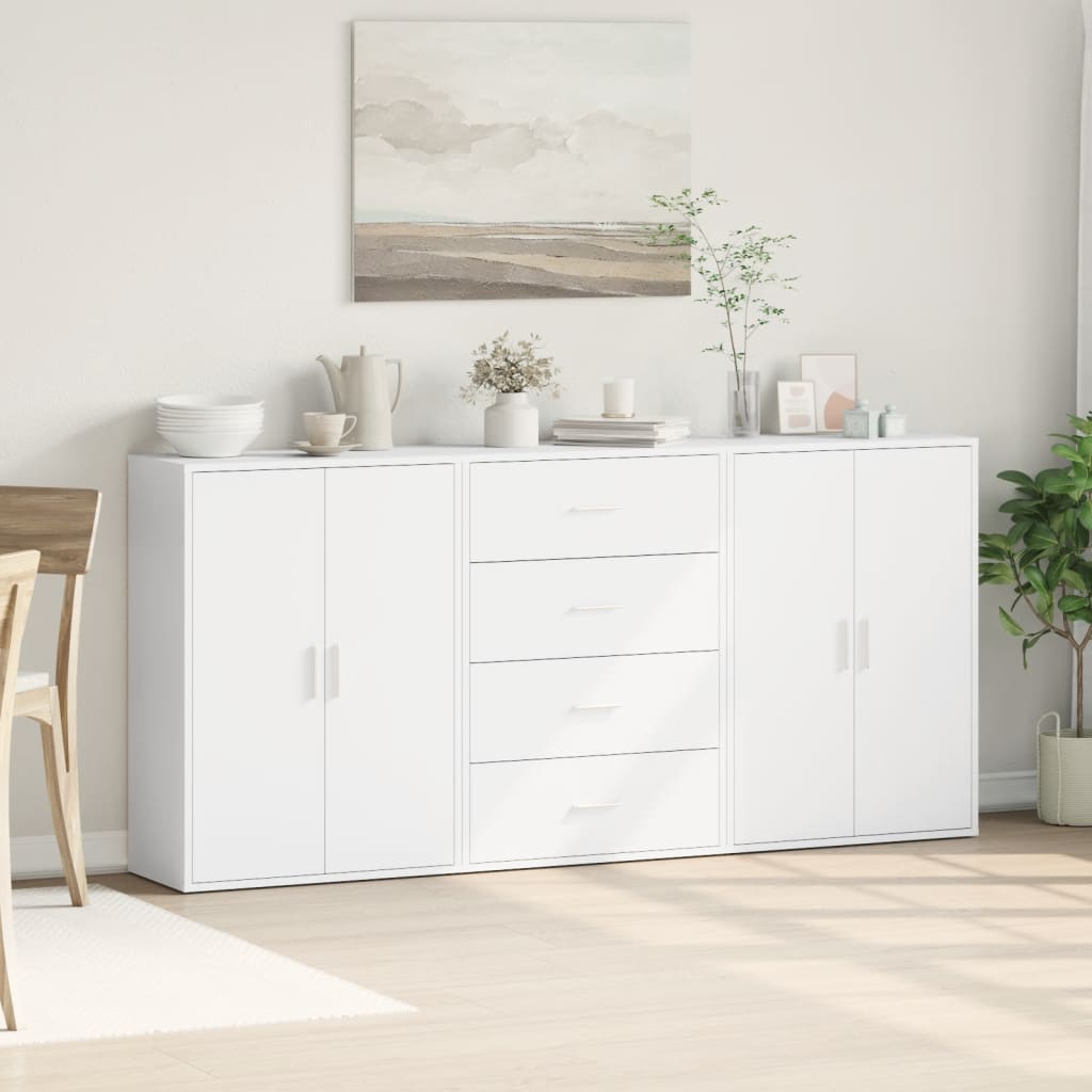 Dressoirs 3 st 60x31x84 cm bewerkt hout wit