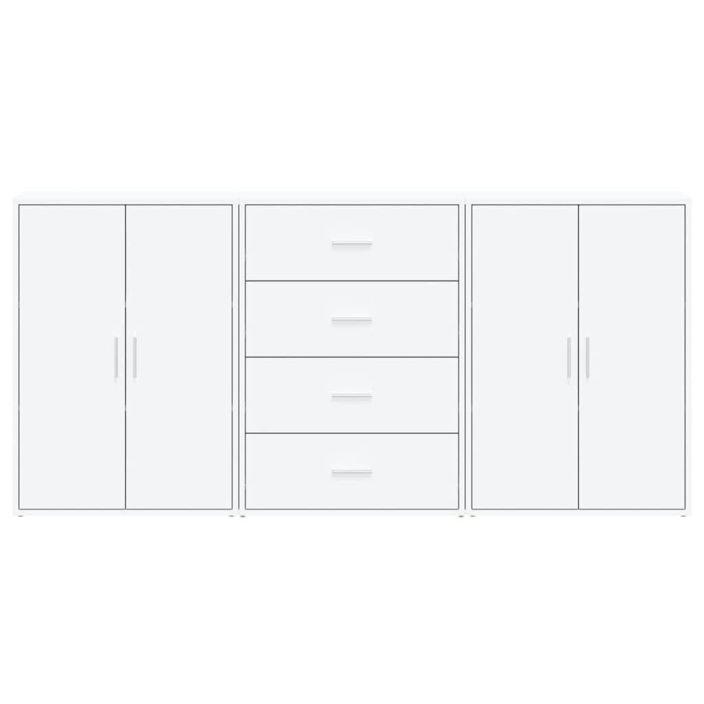 Dressoirs 3 st 60x31x84 cm bewerkt hout wit
