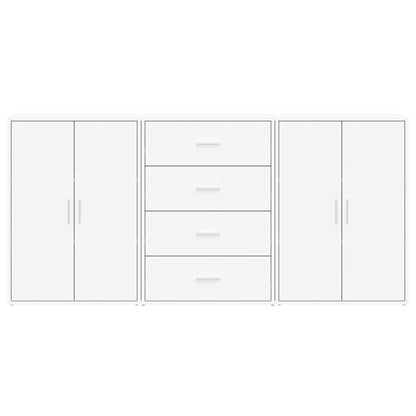 Dressoirs 3 st 60x31x84 cm bewerkt hout wit