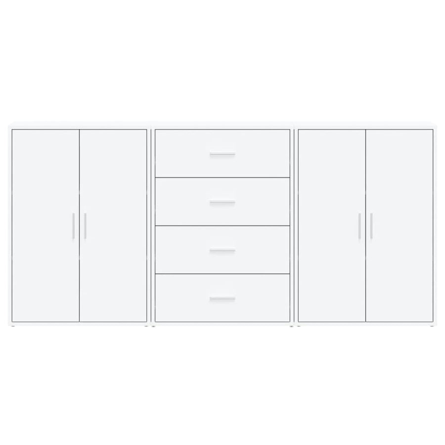 Dressoirs 3 st 60x31x84 cm bewerkt hout wit