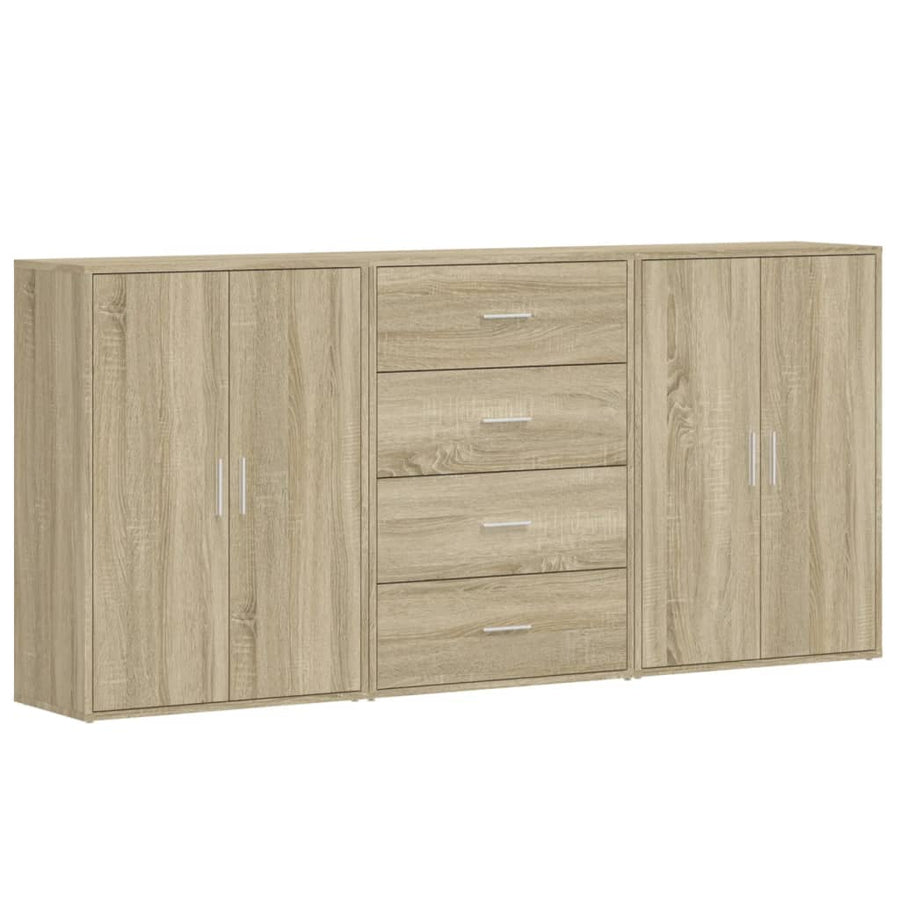 Dressoirs 3 St 60X31X84 Cm Bewerkt Hout Kleurig Sonoma eiken