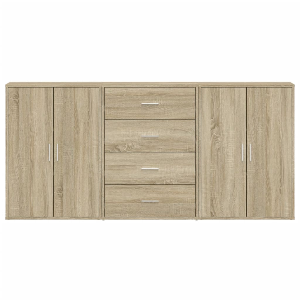 Dressoirs 3 St 60X31X84 Cm Bewerkt Hout Kleurig Sonoma eiken