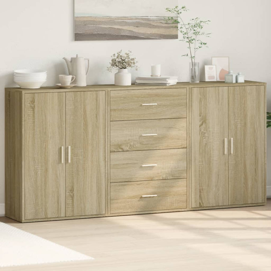 Dressoirs 3 St 60X31X84 Cm Bewerkt Hout Kleurig Sonoma eiken