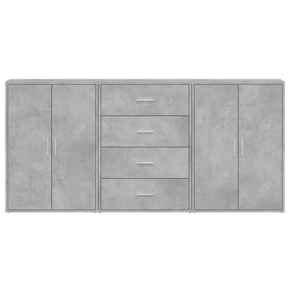 Dressoirs 3 st 60x31x84 cm bewerkt hout betongrijs