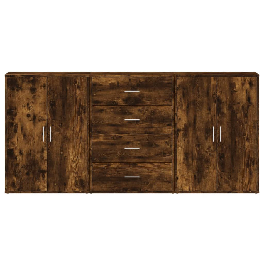 Dressoirs 3 St 60X31X84 Cm Bewerkt Hout Kleurig Gerookt eiken