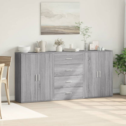 Dressoirs 3 st 60x31x84 cm bewerkt hout grijs sonoma eikenkleur