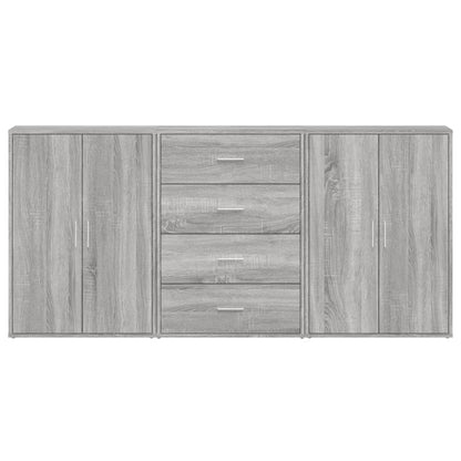 Dressoirs 3 st 60x31x84 cm bewerkt hout grijs sonoma eikenkleur