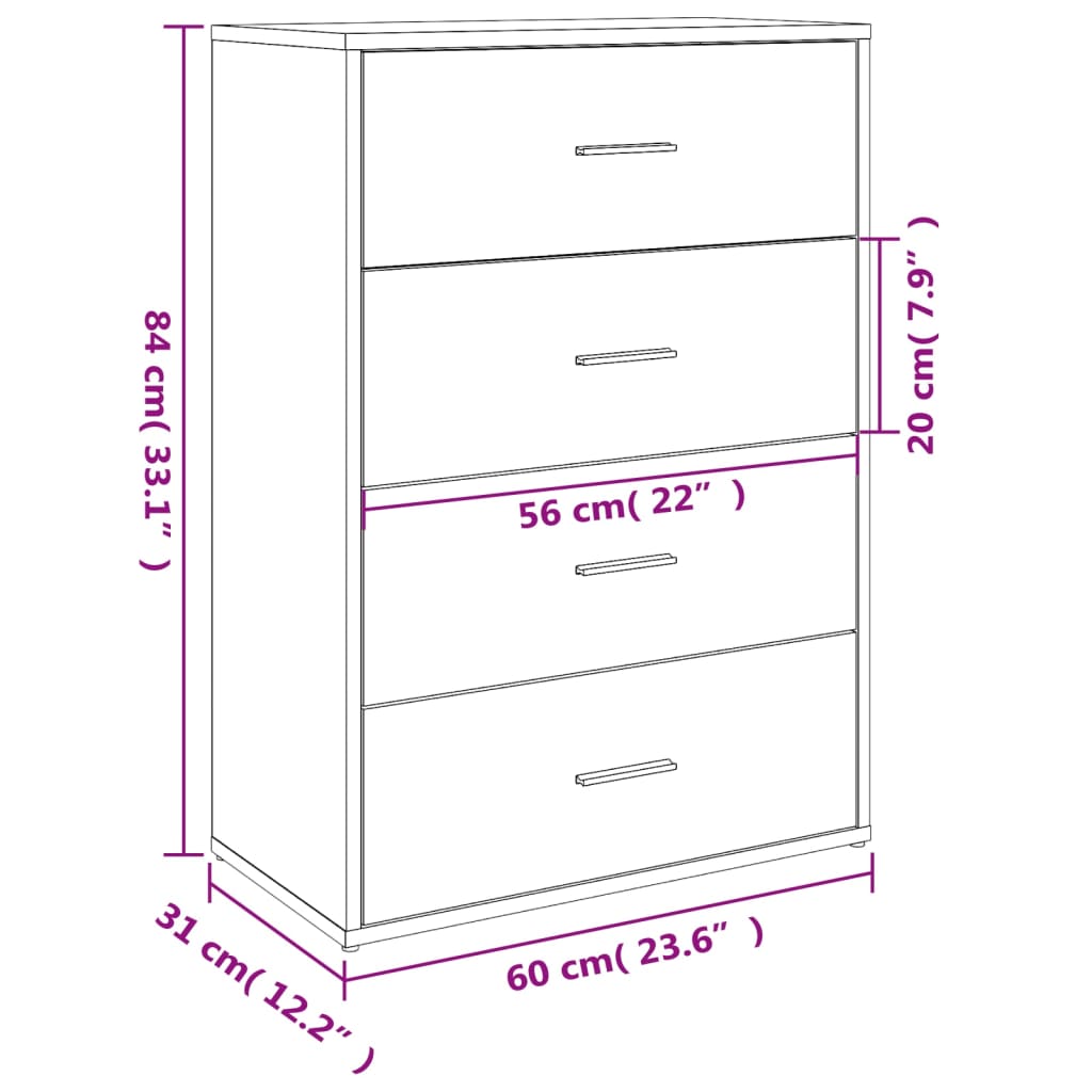 Dressoirs 2 St 60X31X84 Cm Bewerkt Hout Wit