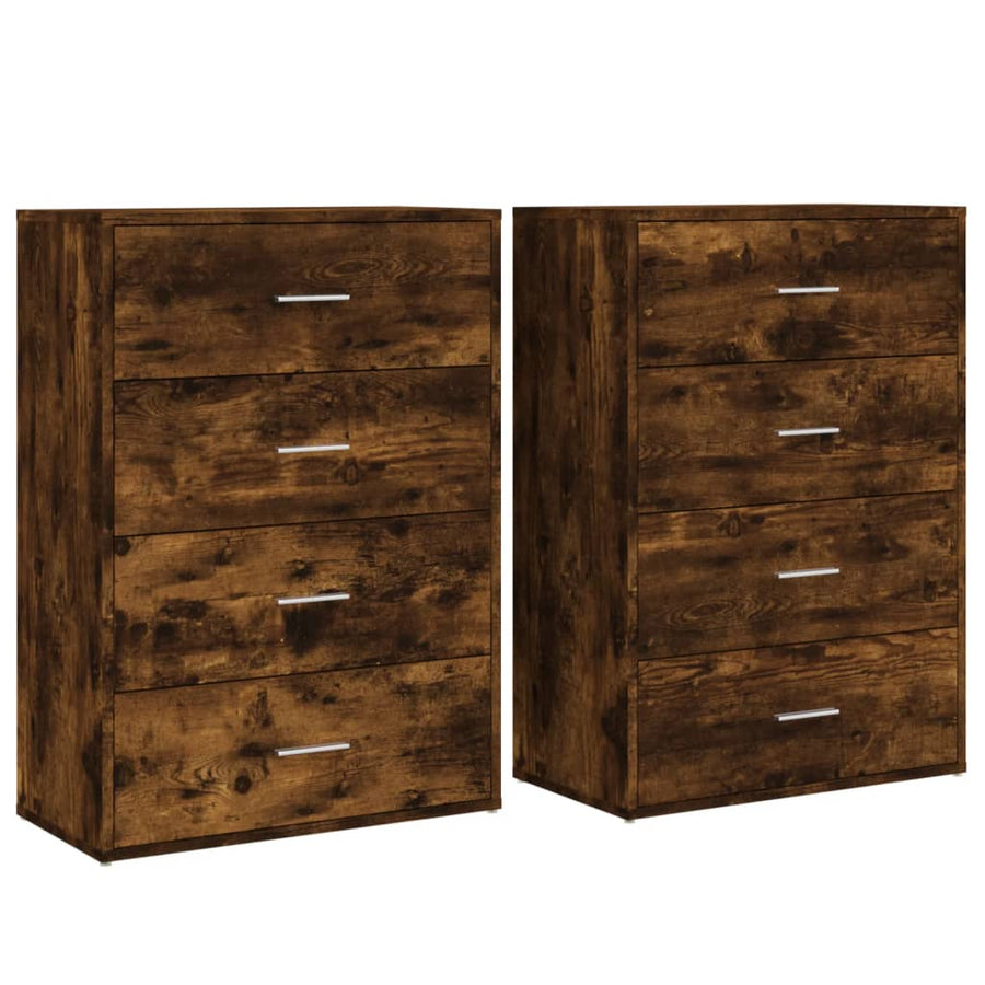 Dressoirs 2 St 60X31X84 Cm Bewerkt Hout Kleurig Gerookt eiken