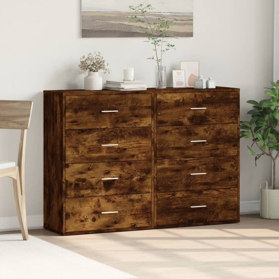 Dressoirs 2 St 60X31X84 Cm Bewerkt Hout Kleurig Gerookt eiken