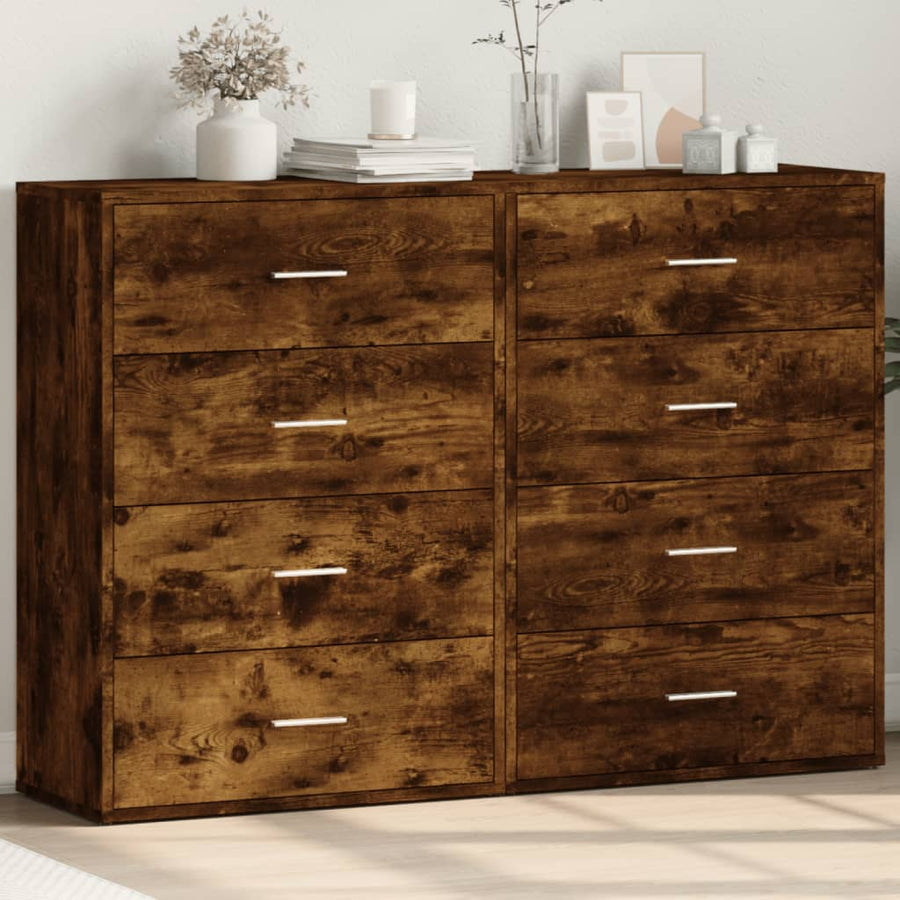 Dressoirs 2 St 60X31X84 Cm Bewerkt Hout Kleurig Gerookt eiken