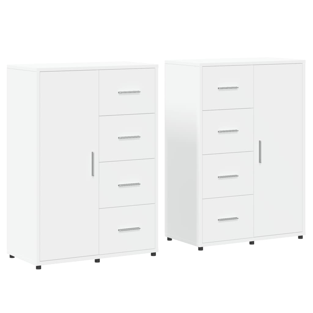 Dressoirs 2 st 60x31x84 cm bewerkt hout wit