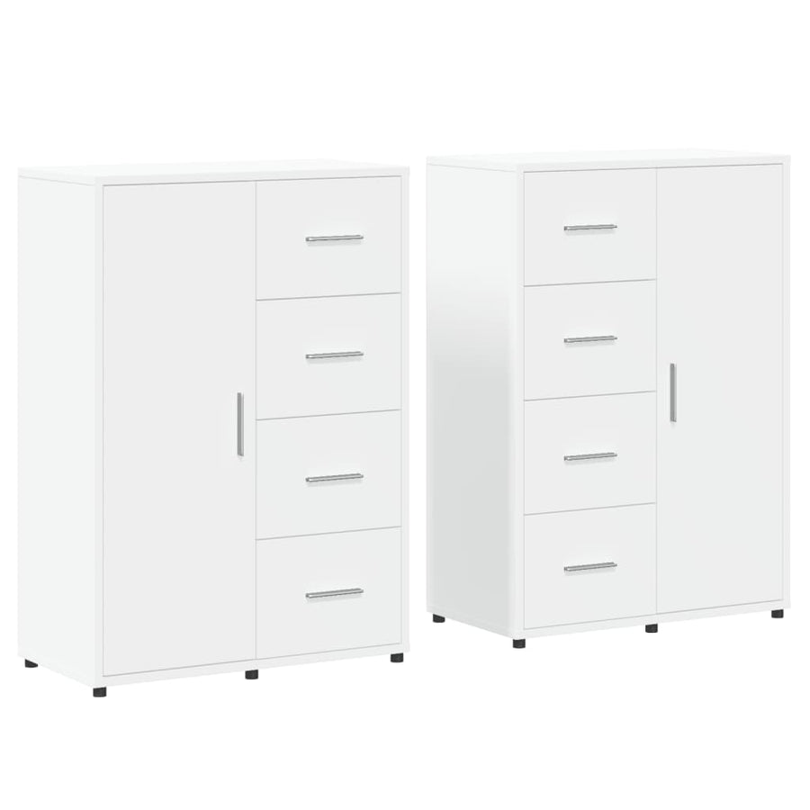 Dressoirs 2 st 60x31x84 cm bewerkt hout wit
