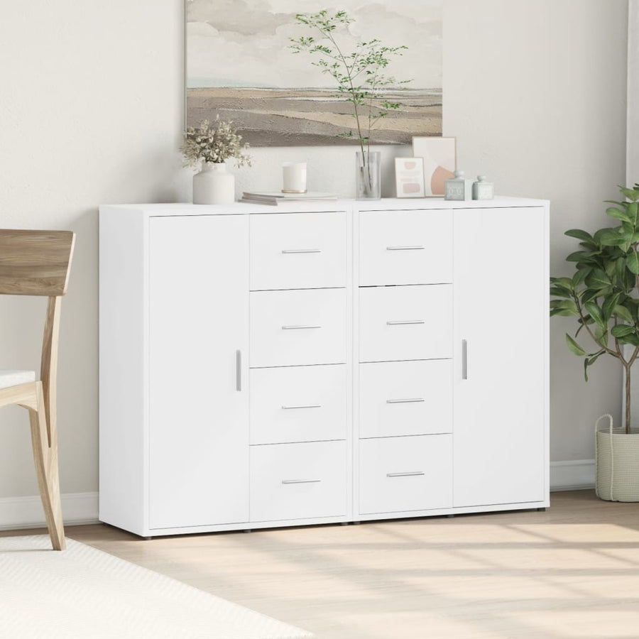 Dressoirs 2 st 60x31x84 cm bewerkt hout wit