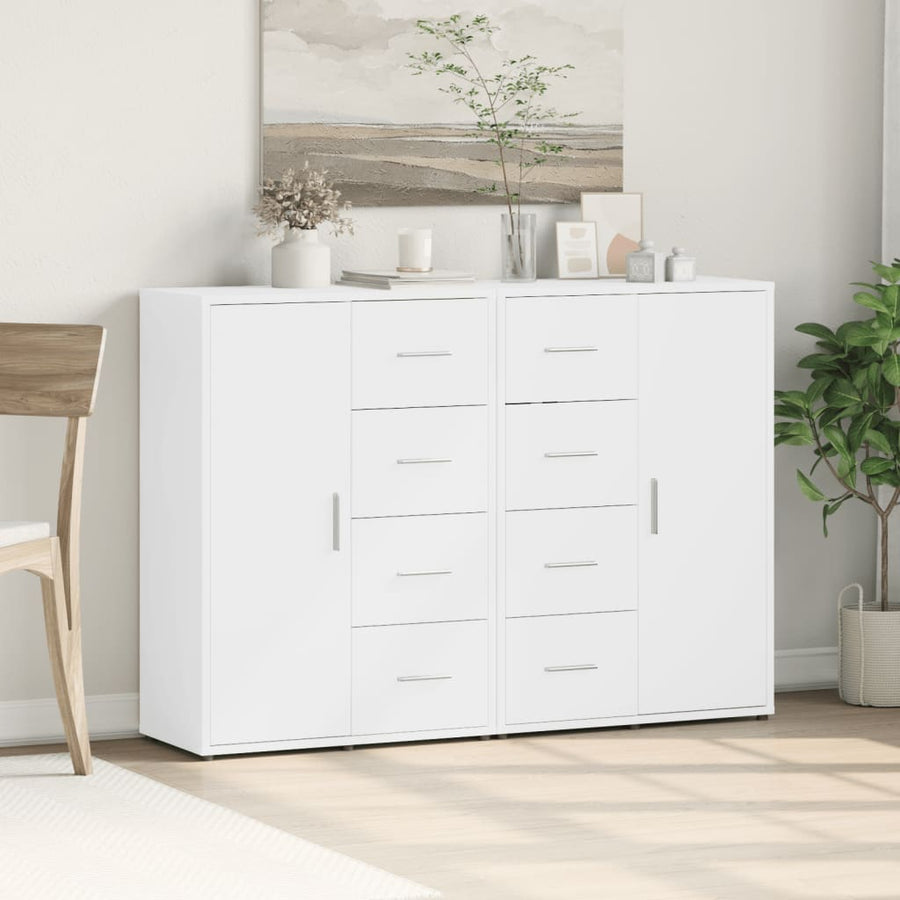 Dressoirs 2 st 60x31x84 cm bewerkt hout wit