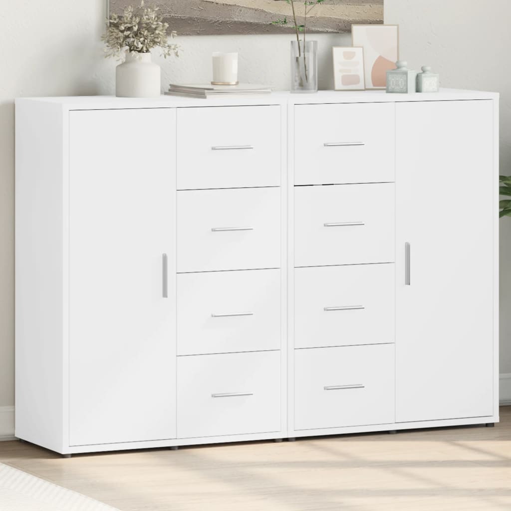 Dressoirs 2 st 60x31x84 cm bewerkt hout wit