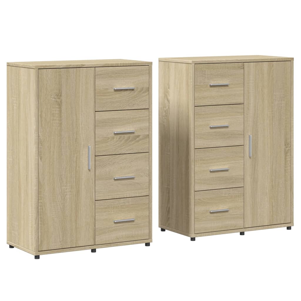 Dressoirs 2 st 60x31x84 cm bewerkt hout sonoma eikenkleurig