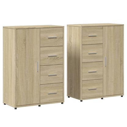 Dressoirs 2 st 60x31x84 cm bewerkt hout sonoma eikenkleurig
