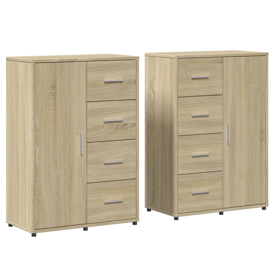 Dressoirs 2 st 60x31x84 cm bewerkt hout sonoma eikenkleurig