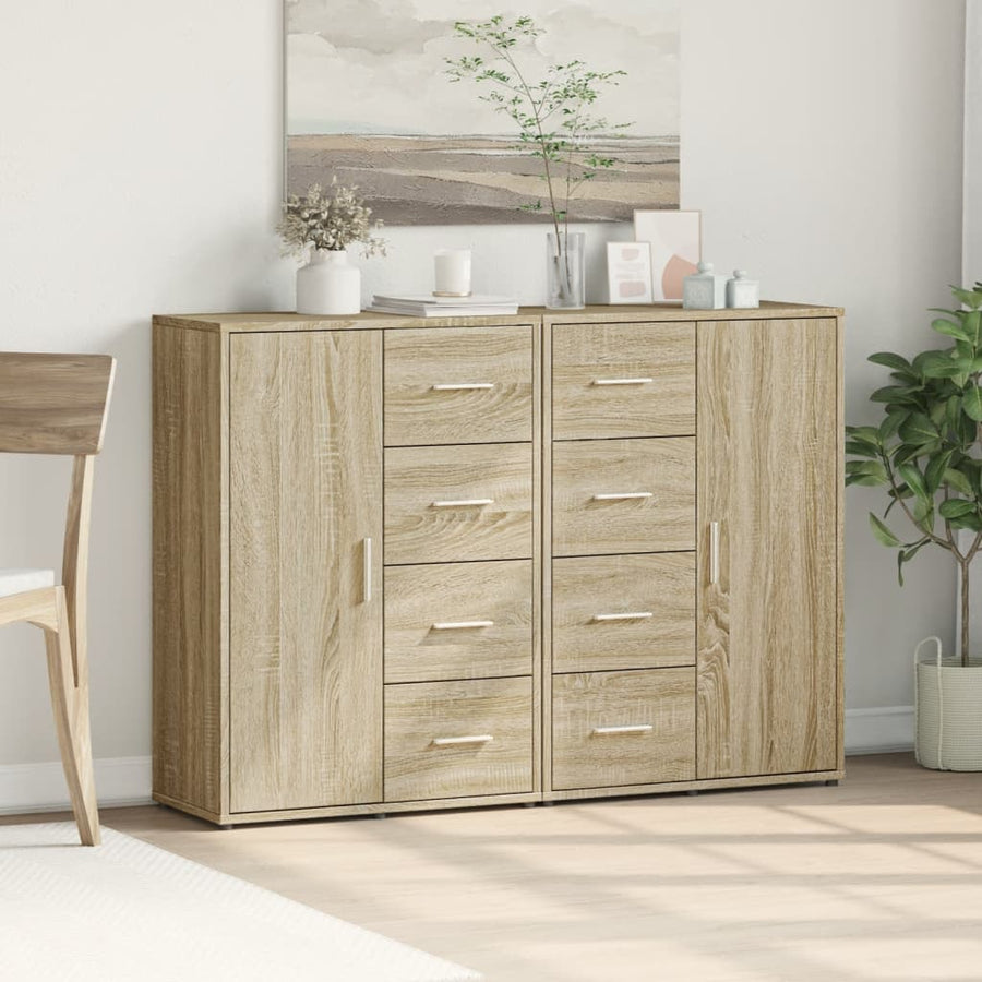Dressoirs 2 st 60x31x84 cm bewerkt hout sonoma eikenkleurig