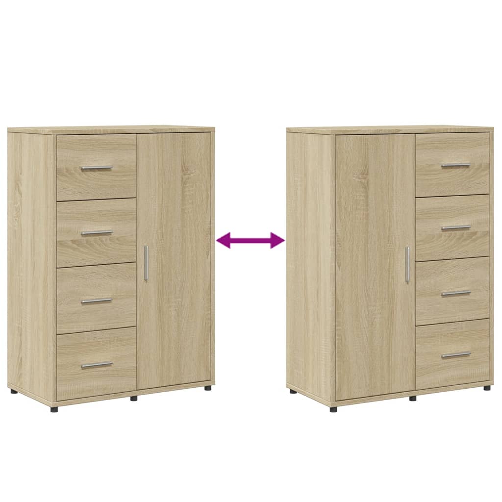 Dressoirs 2 st 60x31x84 cm bewerkt hout sonoma eikenkleurig