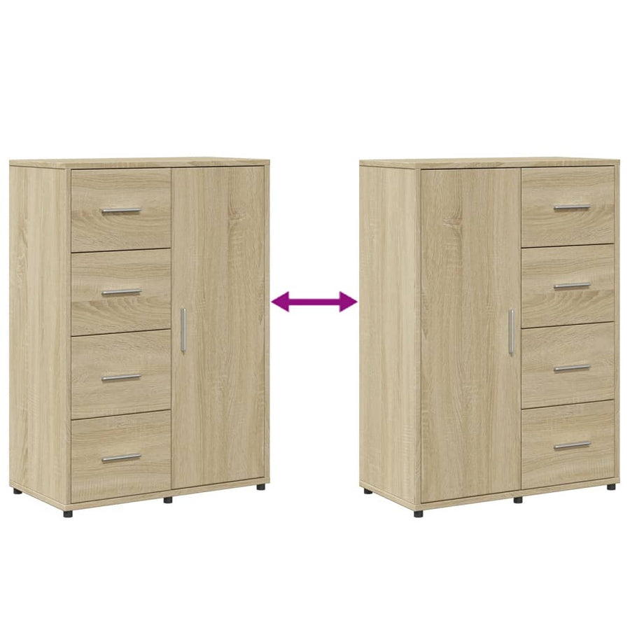 Dressoirs 2 st 60x31x84 cm bewerkt hout sonoma eikenkleurig
