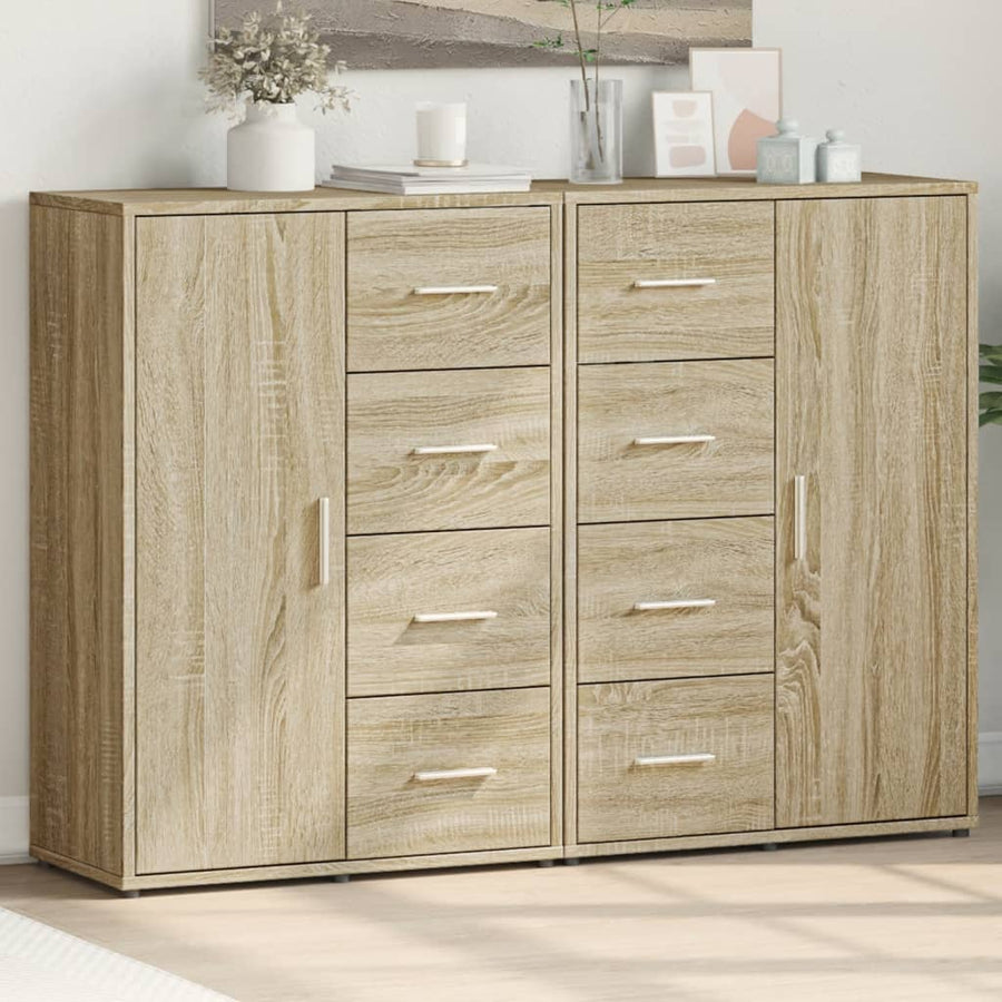 Dressoirs 2 st 60x31x84 cm bewerkt hout sonoma eikenkleurig
