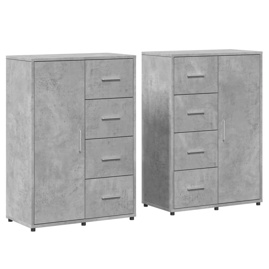 Dressoirs 2 st 60x31x84 cm bewerkt hout betongrijs