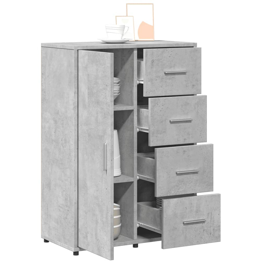 Dressoirs 2 st 60x31x84 cm bewerkt hout betongrijs