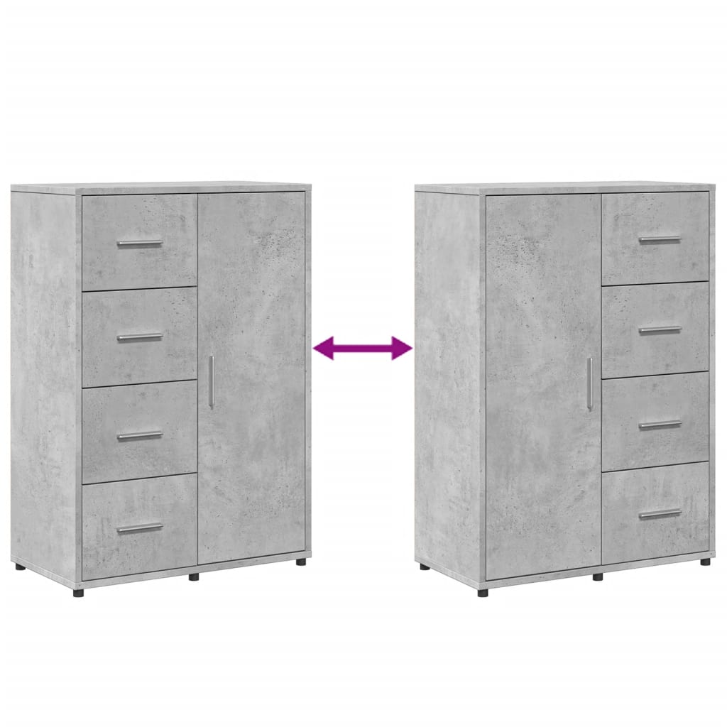 Dressoirs 2 st 60x31x84 cm bewerkt hout betongrijs
