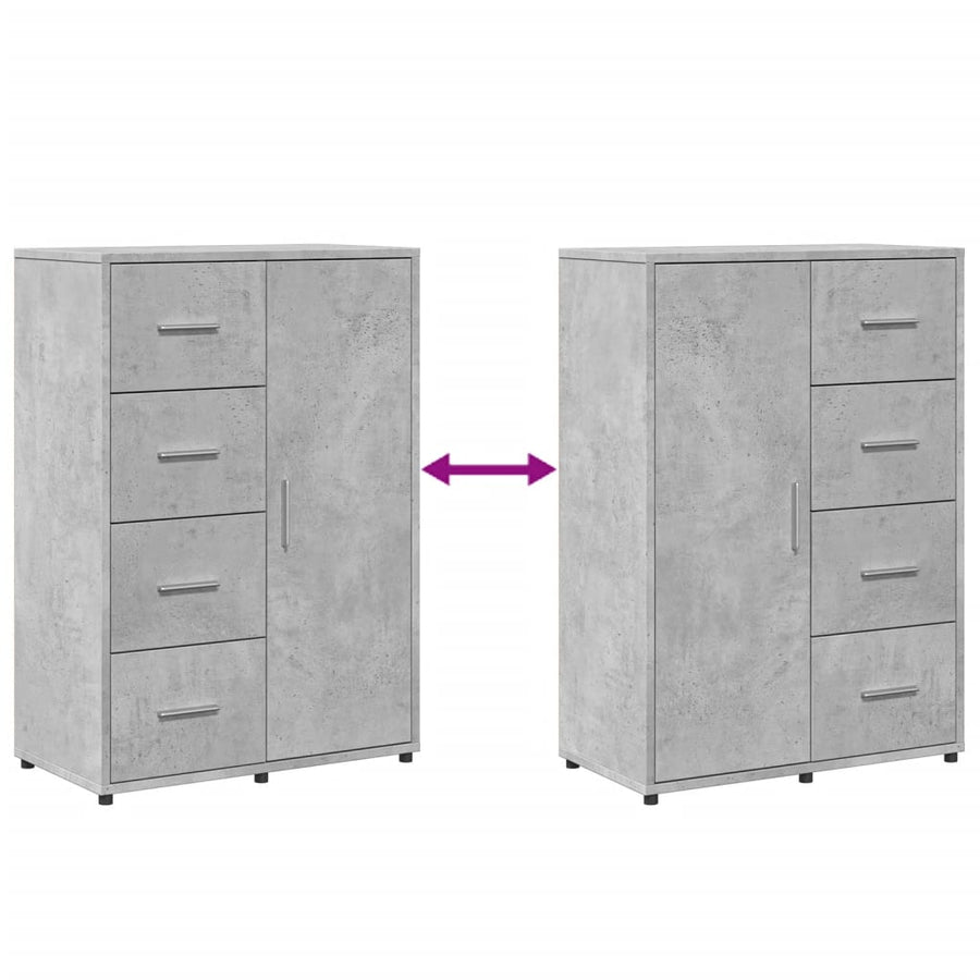 Dressoirs 2 st 60x31x84 cm bewerkt hout betongrijs