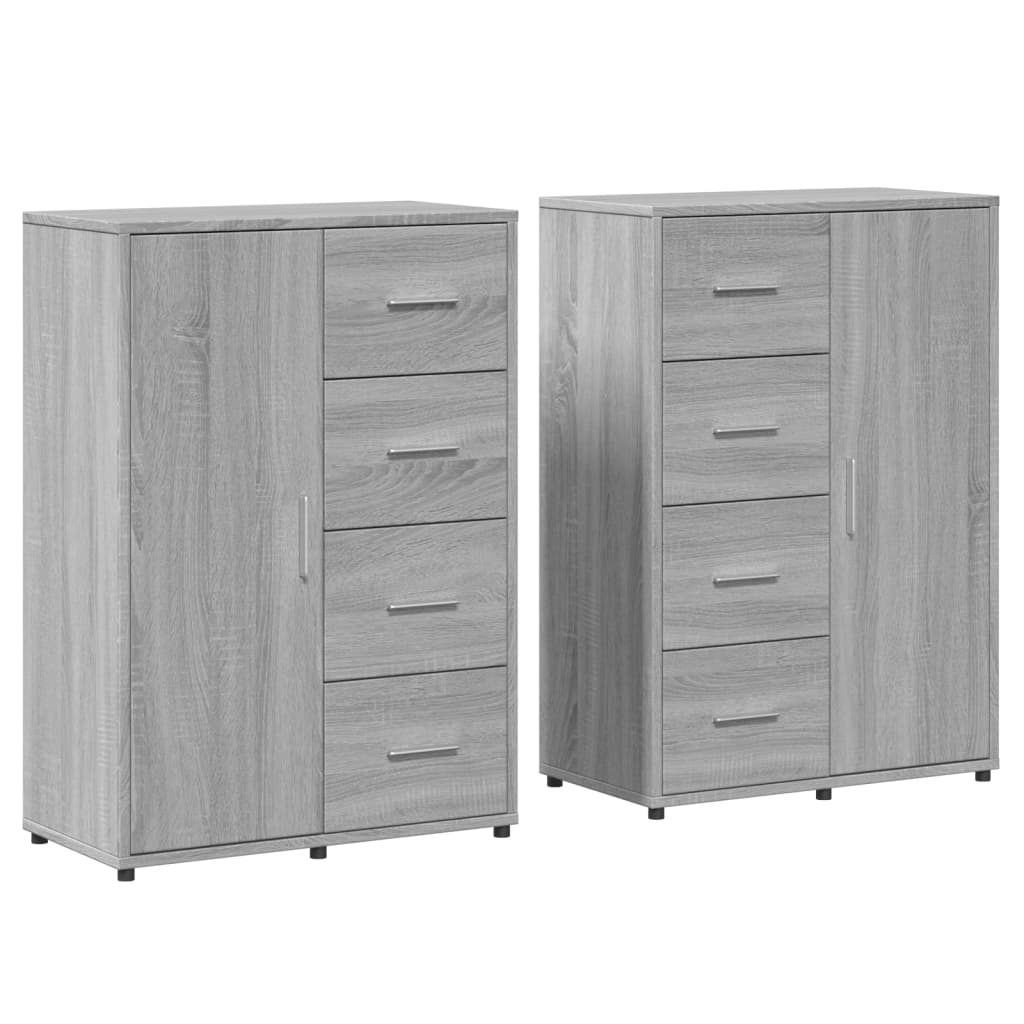 Dressoirs 2 st 60x31x84 cm bewerkt hout grijs sonoma eikenkleur