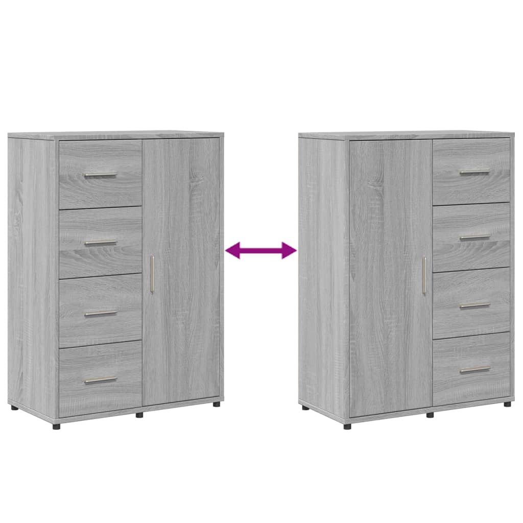 Dressoirs 2 st 60x31x84 cm bewerkt hout grijs sonoma eikenkleur