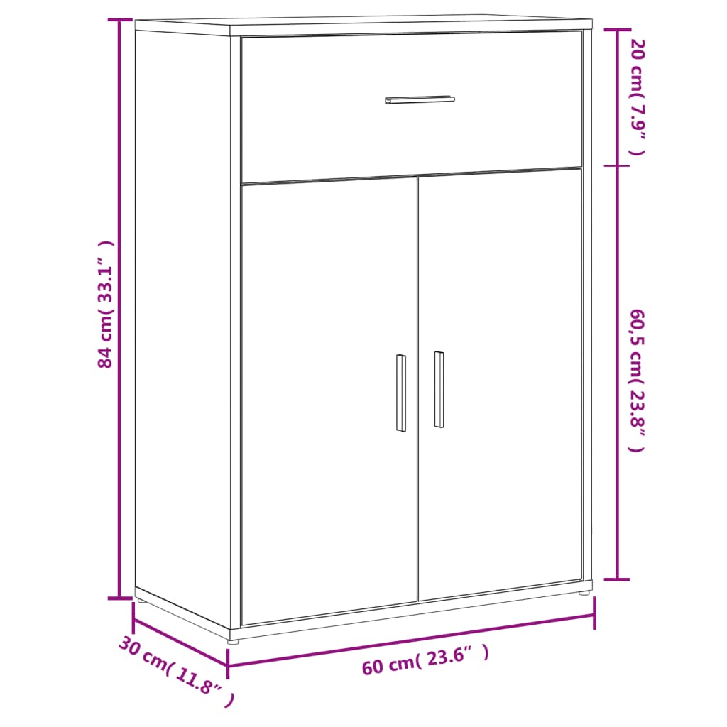 Dressoirs 2 St 60X30X84 Cm Bewerkt Hout Wit
