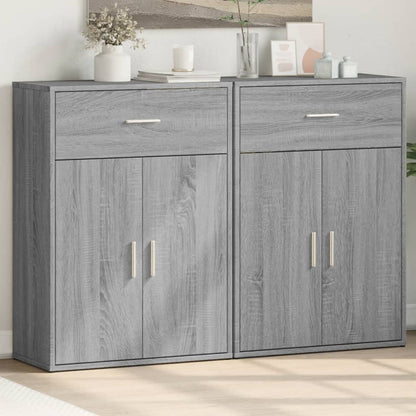 Dressoirs 2 st 60x30x84 cm bewerkt hout grijs sonoma eikenkleur