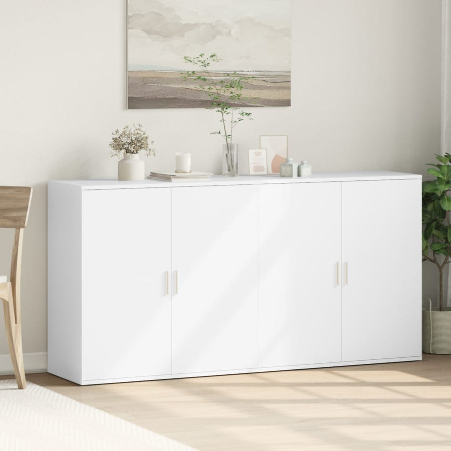 Dressoirs 2 st 79x38x80 cm bewerkt hout wit
