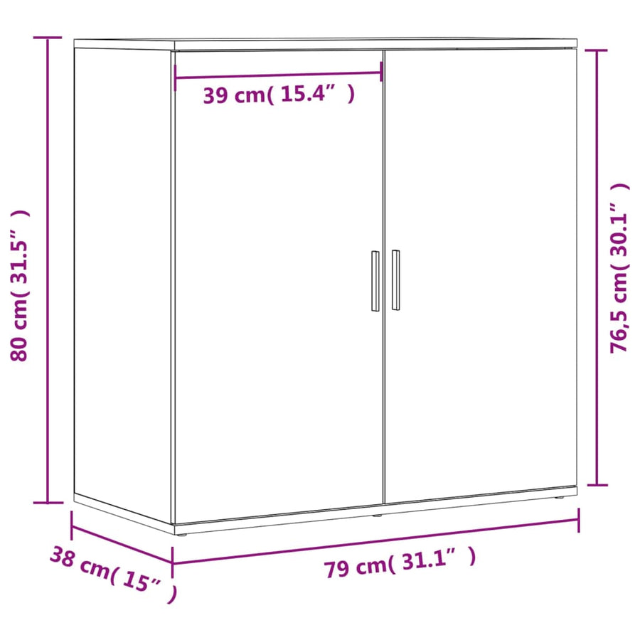 Dressoirs 2 st 79x38x80 cm bewerkt hout wit