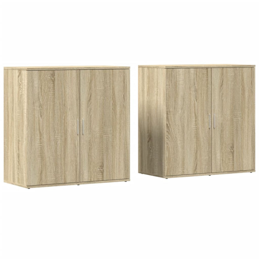 Dressoirs 2 st 79x38x80 cm bewerkt hout sonoma eikenkleurig