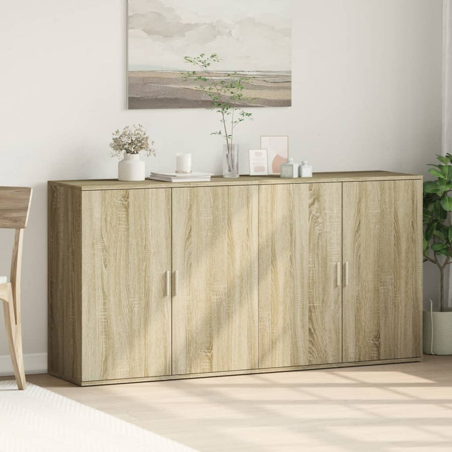 Dressoirs 2 st 79x38x80 cm bewerkt hout sonoma eikenkleurig