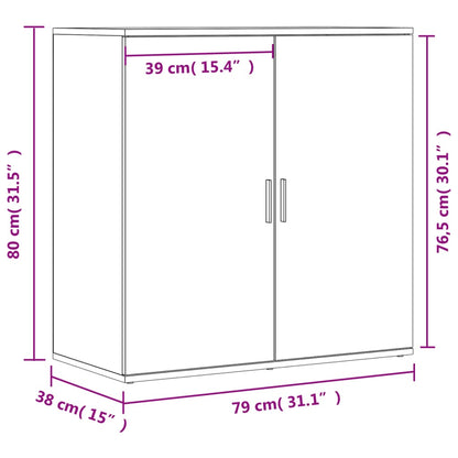 Dressoirs 2 st 79x38x80 cm bewerkt hout sonoma eikenkleurig