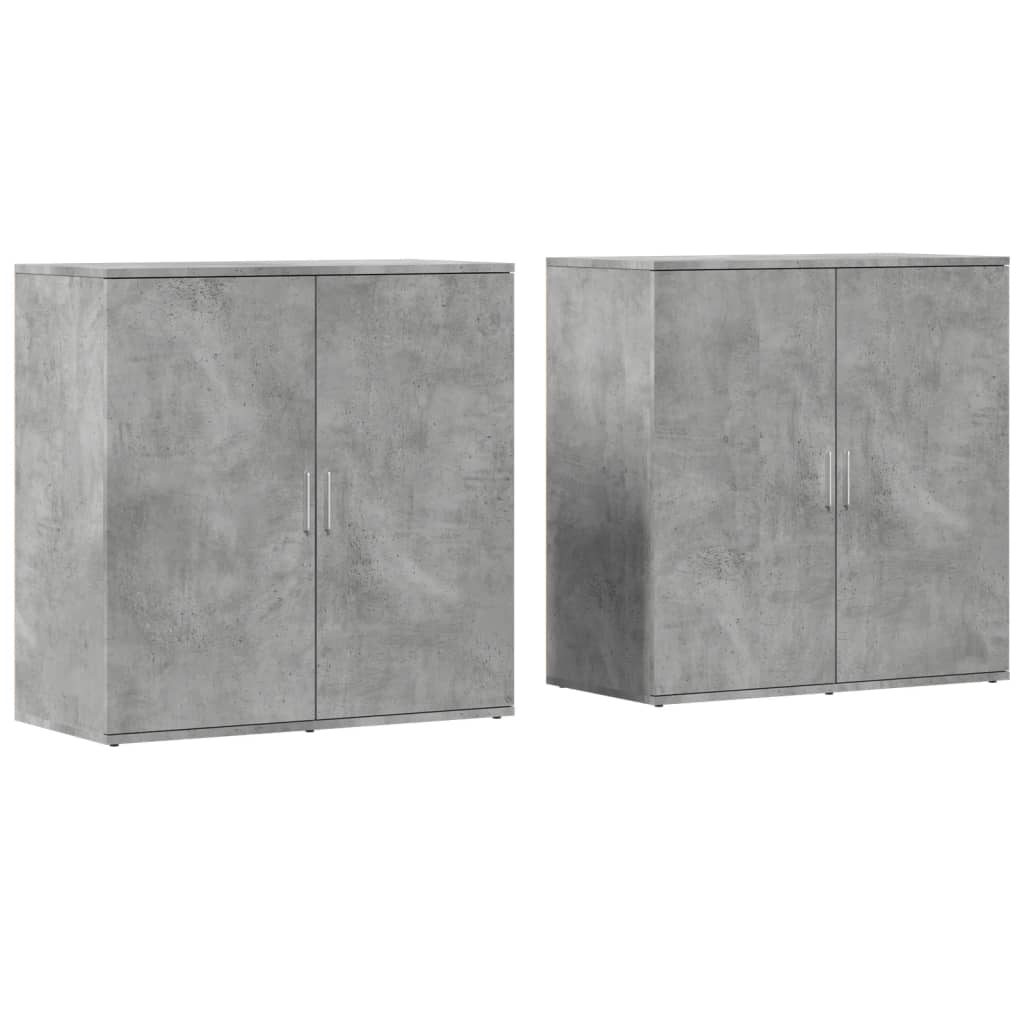 Dressoirs 2 st 79x38x80 cm bewerkt hout betongrijs