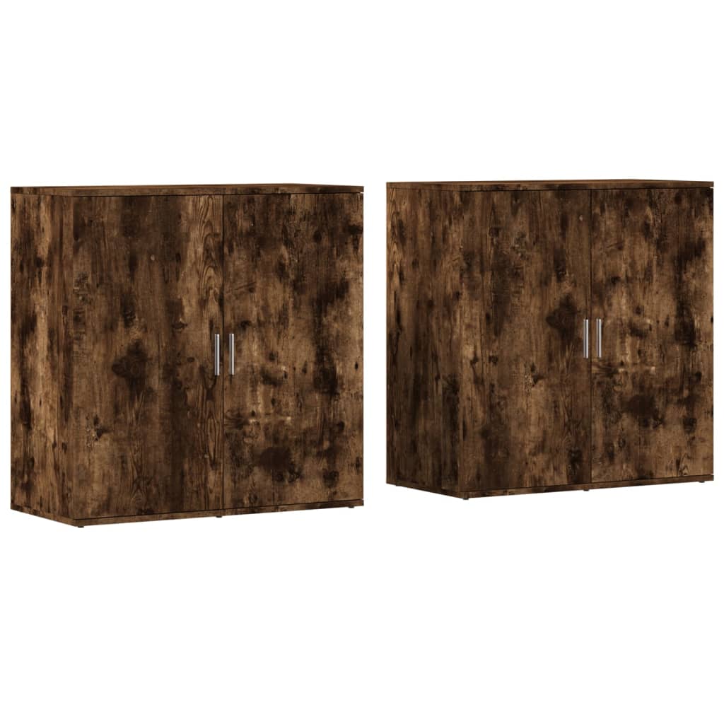 Dressoirs 2 st 79x38x80 cm bewerkt hout gerookt eikenkleurig