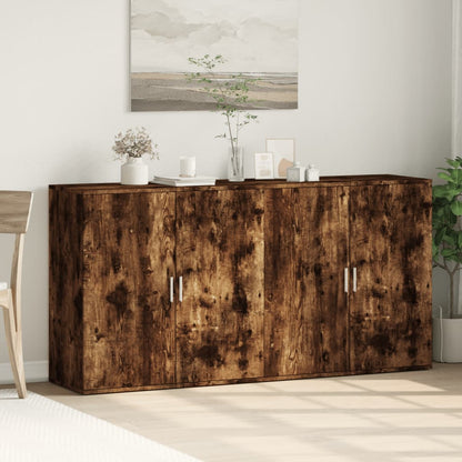 Dressoirs 2 st 79x38x80 cm bewerkt hout gerookt eikenkleurig