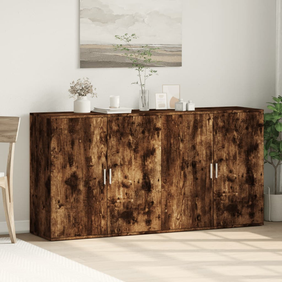 Dressoirs 2 st 79x38x80 cm bewerkt hout gerookt eikenkleurig